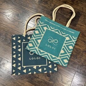 Loloi Burlap Shopping Tote Market Bag - LOT OF 2 - NWOT  16" x 14" x 4"